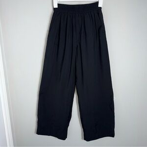 Madewell Elastic Waist Pull On Wide-Leg Pants Trousers-Black-Size XS